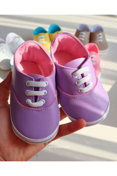 TinyAlp Retro Soft Renkli Tasarım Desenli Tabanı Yumuşacık Renkli Kız Erkek Bebek Ayakkabısı - 2