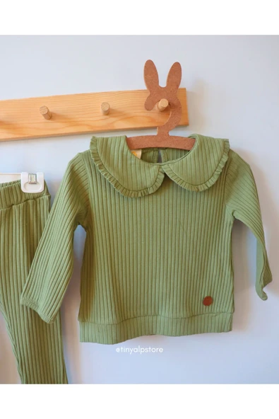 TinyAlp Bebe Yaka Naturel Rahat Kumaşlı Esnek Kız Çocuk Takım - 2