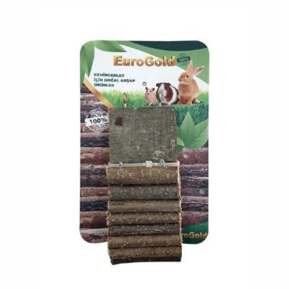 EuroGold Doğal Ahşap Kemirgen Merdiveni Tek Platformlu 7x30 Cm ürün görseli