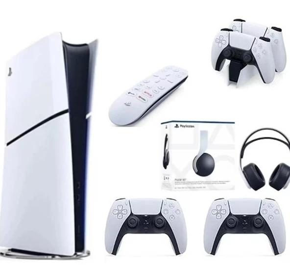 Sony Playstation 5 Slim Dijital+2.Dualsense + Şarj İstasyonu+ Media Kumanda +3D PLUS KULAKLIK