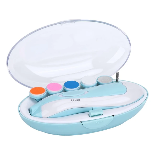 4 hız seviyesi bebek tırnak törpüsü, elektrikli tırnak törpüsü, 5 bileme kafalı, bebek bakım seti, yeni doğanlar için, - Resim 2