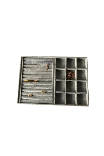 Berlin Model Süet Kumaş Gri Renk 24/34 Cm  Sosisli- Bölmeli Takı Sergileme Standı - 2