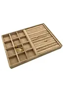 Berlin Model Süet Kumaş Sütlü Kahve Renk 24/34 Cm Sosisli-Bölmeli Takı Sergileme Standı - 2