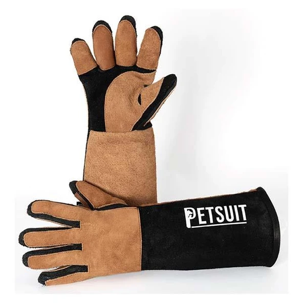 Petsuit 5 Parmak Koruyucu Eldiven Siyah/Taba 45cm - 2