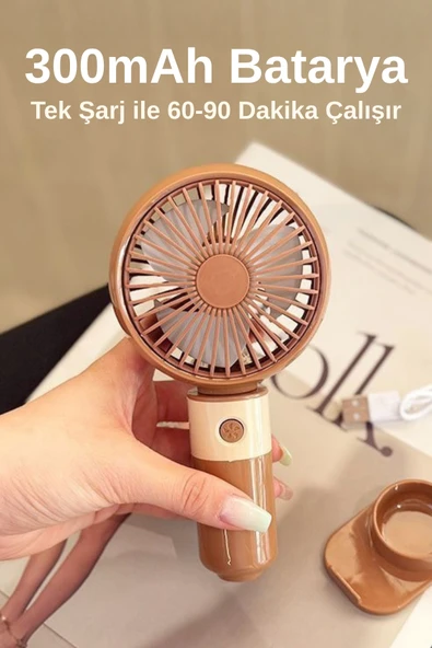 Taşınabililir Mini Usb Şarjlı 3 Kademeli El Masaüstü Vantilatör Fan Soğutucu YM88214 - 8