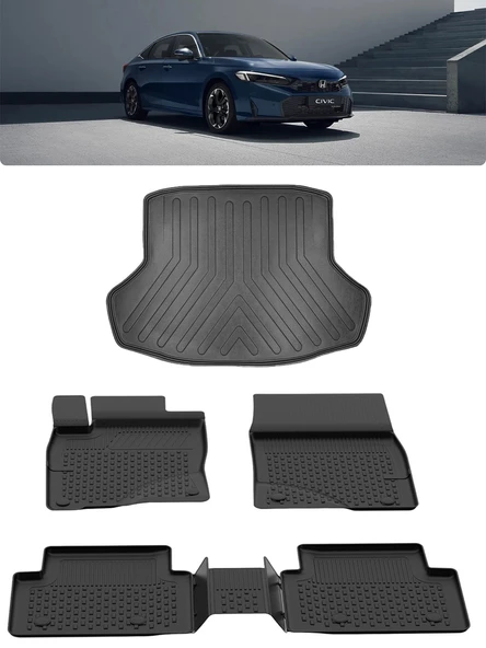 Sahler Honda Civic 2021 ve Sonrası 4.5D Sahler Paspas 3D Rizline Bagaj Havuzu ürün görseli