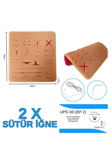 ŞimdiBenim Cerrahi Dikiş Atma Seti 2 Adet Sütür İğne Hediye Kesik Sütür Eğitim Seti