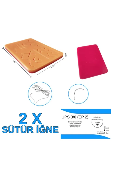 ŞimdiBenim Cerrahi Dikiş Sütür Atma Seti 2 Adet Sütür İğne Hediye Kesik Dikiş Eğitim Seti