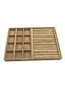 Berlin Model Süet Kumaş Sütlü Kahve Renk 24/34 Cm Sosisli-Bölmeli Takı Sergileme Standı - 3