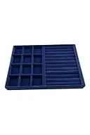 Berlin Model Süet Kumaş Lacivert Renk 24/34 Cm Sosisli-Bölmeli  Takı Sergileme Standı - 3