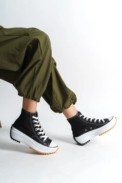 JET-ROMA Bağcıklı Ortopedik Taban Kadın Sneaker Spor Ayakkabı  TBT - Siyah - Resim 2