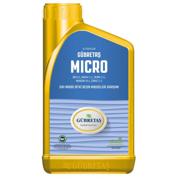 Gübretaş Micro Organik Sıvı İz Elementli Mikro Bitki Besin Maddeleri Karışımı Bor Bakır Demir Mangan Çinko Gübre 1 Lt