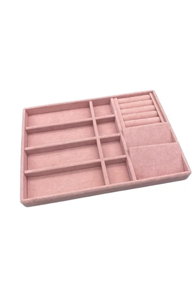 Helsinki Model Süet Kaplama Pembe Renk 24/34 Cm Takı Sergileme Standı - 1