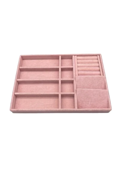 Helsinki Model Süet Kaplama Pembe Renk 24/34 Cm Takı Sergileme Standı - 2