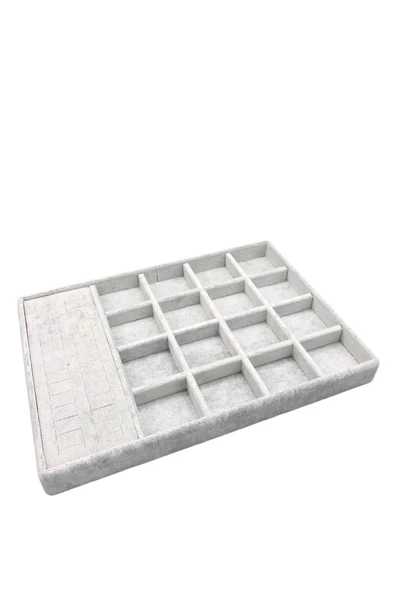 Amsterdam Model Süet Kumaş Gri Renk 34/24 Cm  Takı Sergileme Standı - 3