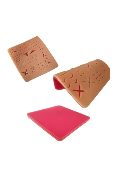 ŞimdiBenim Cerrahi Yara Silikon Sütür Pedi Yara Dikiş 19x18 Cm Eğitim Matı Travmatik Dikiş Pedi - 4