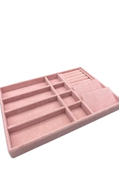 Helsinki Model Süet Kaplama Pembe Renk 24/34 Cm Takı Sergileme Standı - 3