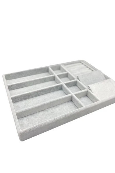 Helsinki Model Süet Kaplama Gri Renk 24/34 Cm Takı Sergileme Standı - Resim 2