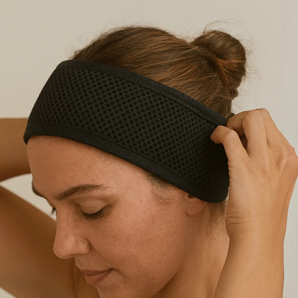 BEYLİNİ Fileli Saç Bandı 2li Set Makyaj Uygulama Cırtlı Hava Alabilir Cilt Bakım Yoga Spa Ter Sporcu Bandanası - 2