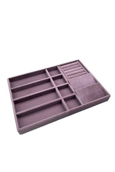 Helsinki Model Süet Kaplama Lila Renk 24/34 Cm  Takı Sergileme Standı - 1