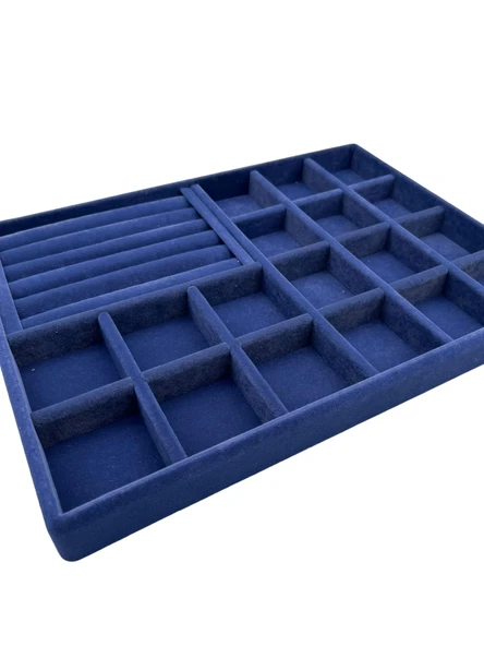 Bakü Model Süet Lacivert Renk 34/24 cm Bölmeli-Sosisli Takı Sergileme Standı - 3