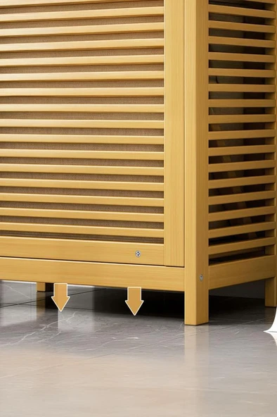 Mien Bambu Dikey Çamaşır Sepeti Raflı Çamaşır Sepeti 40x30x95 Cm - Resim 6