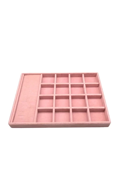 Amsterdam Model Süet Kumaş Pembe Renk 34/24 Cm  Takı Sergileme Standı - 2