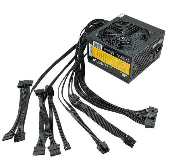 PowerBoost PB500AR 500W APFC 2*PCI-E 6+2 Pin 12cm Siyah Fanlı ATX PSU (Retail Box) - 3