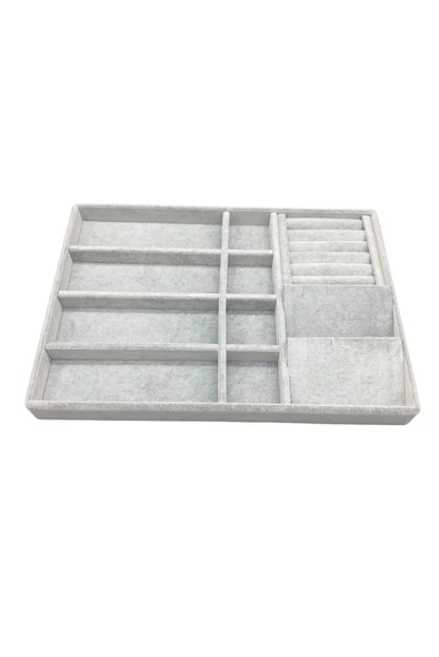 Helsinki Model Süet Kaplama Gri Renk 24/34 Cm Takı Sergileme Standı - Resim 3