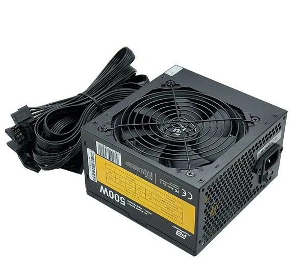 PowerBoost PB500AR 500W APFC 2*PCI-E 6+2 Pin 12cm Siyah Fanlı ATX PSU (Retail Box) - 1