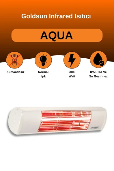 Goldsun Aqua 2000 Watt GSA20 Kumandasız Suya Dayanıklı Elektrikli İnfrared Isıtıcı-Beyaz ürün görseli
