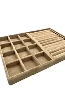 Berlin Model Süet Kumaş Sütlü Kahve Renk 24/34 Cm Sosisli-Bölmeli Takı Sergileme Standı