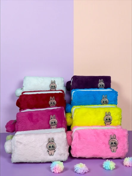 Labubu Desenli Peluş Kalemlik Karışık Renkler 22x12 cm Renk Belirtiniz - 3