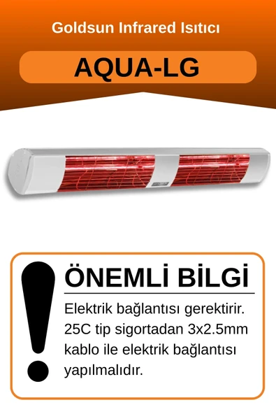 Goldsun Aqua 3000 Watt GSA30LG Düşük Işıklı Kumandasız Suya Dayanıklı Elektrikli İnfrared Isıtıcı-Beyaz - Resim 2