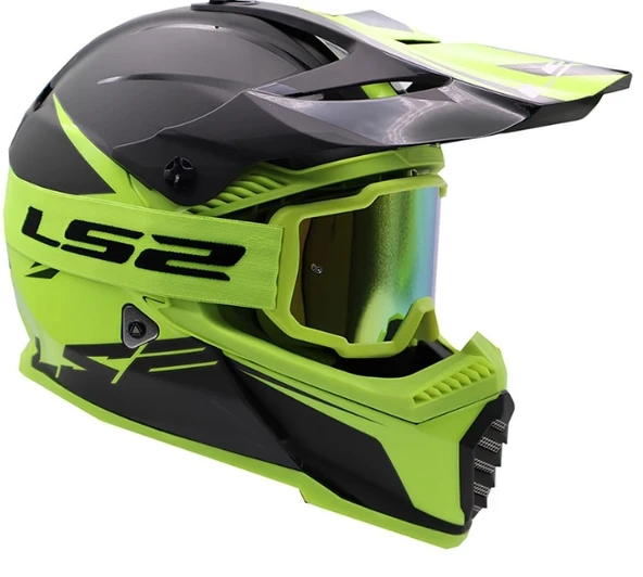 LS2 CHARGER GOGGLES MOTOKROS GÖZLÜK (IRIDIUM CAMLI) NEON SARI - Resim 2