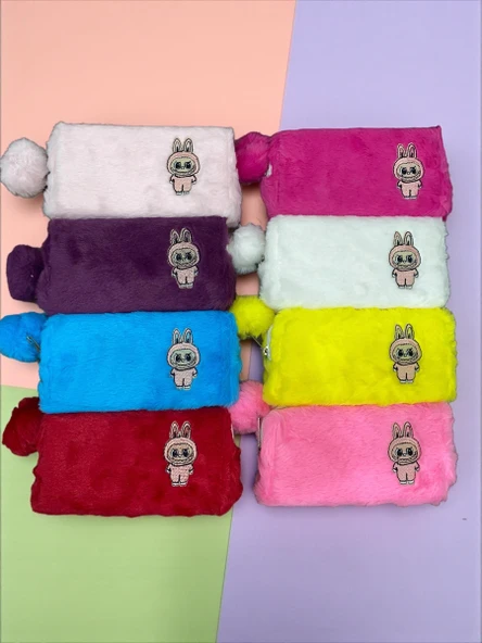 Labubu Desenli Peluş Kalemlik Karışık Renkler 22x12 cm Renk Belirtiniz - 2