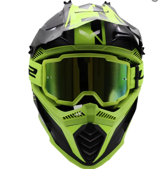 LS2 CHARGER GOGGLES MOTOKROS GÖZLÜK (IRIDIUM CAMLI) NEON SARI - Resim 3