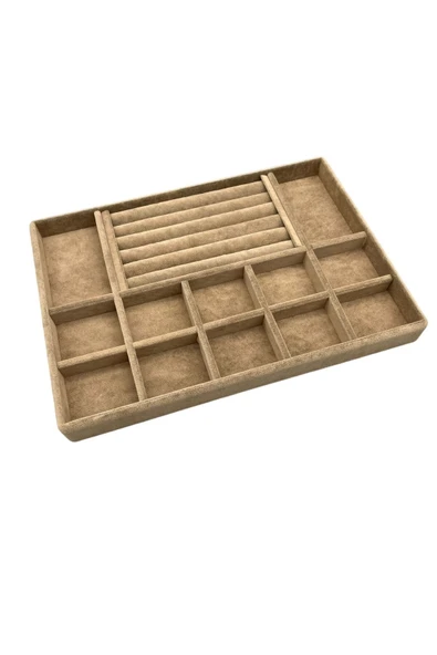 Istanbul Model Süet Kumaş Sütlü Kahve 24/34 Cm Takı Sergileme Standı - 2