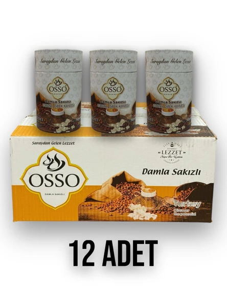 Osso 12'li Silindirli Damla Sakızlı Osmanlı Dibek Kahvesi(12X200=2400gr)