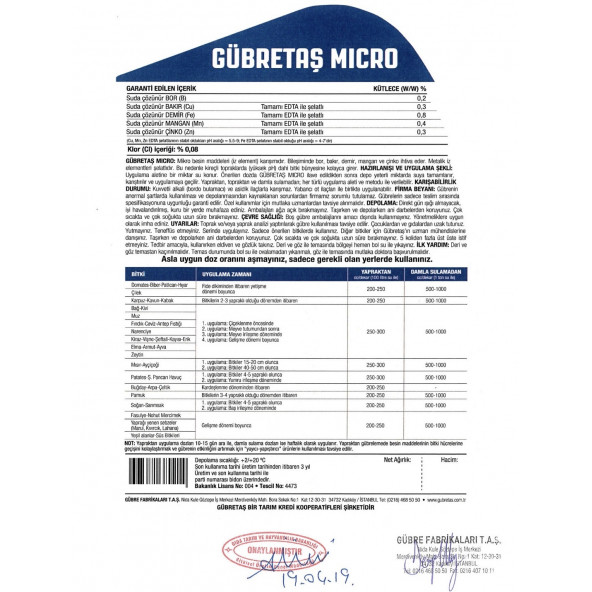 Gübretaş Micro Organik Sıvı İz Elementli Mikro Bitki Besin Maddeleri Karışımı Bor Bakır Demir Mangan Çinko Gübre 5 Lt - 3