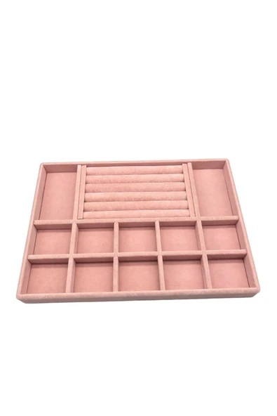 Istanbul Model Süet Kumaş Pembe Renk 24/34 Cm Takı Sergileme Standı - Resim 3