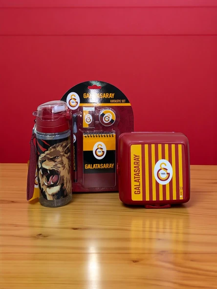 Galatasaray Taraftar 4 bölmeli Beslenme Kutusu 500 Ml Matara Kırtasiye Seti