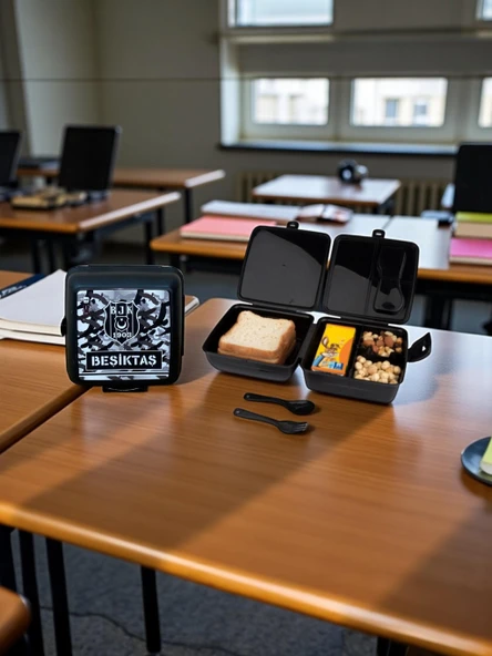 Beşiktaş Taraftar 4 bölmeli Beslenme Kutusu 500 Ml Matara Kırtasiye Seti - 2