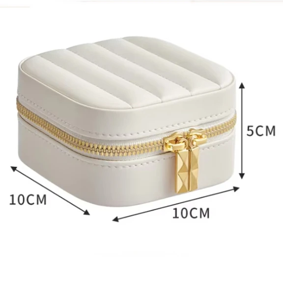 MK-35 Lüks Mini Seyahat Takı Kutusu -Takı Mücevher Düzenleyici Aynalı Taşınabilir 10x10x5cm - 2