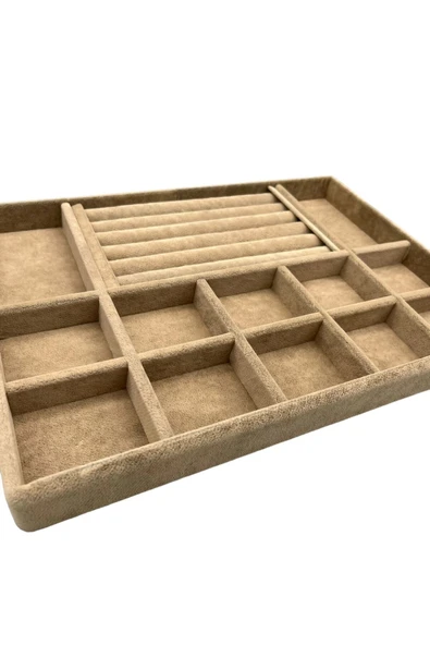 Istanbul Model Süet Kumaş Sütlü Kahve 24/34 Cm Takı Sergileme Standı - 3