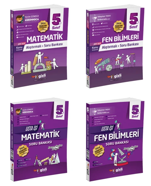Gizli 2025 5. Sınıf Matematik + Fen Alıştırmalı + Usta İşi Soru Bankası Seti 4 Kitap Güncel Müfredat ürün görseli