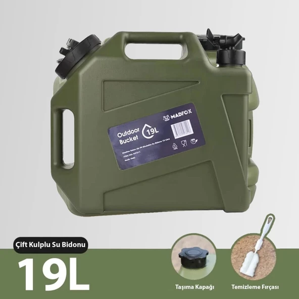 Madfox Galon Air PE Musluklu Su Bidonu 19 Litre Yeşil