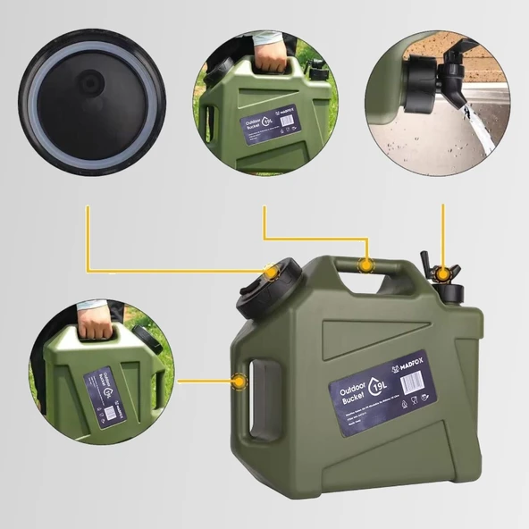 Madfox Galon Air PE Musluklu Su Bidonu 19 Litre Yeşil - 2