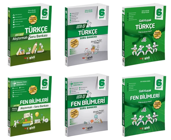 Gizli 2026 6. Sınıf Türkçe + Fen Bilimleri Alıştırmalı + Usta İşi Soru + Gizli Kuşak Seti 6 Kitap Güncel Müfredat ürün görseli
