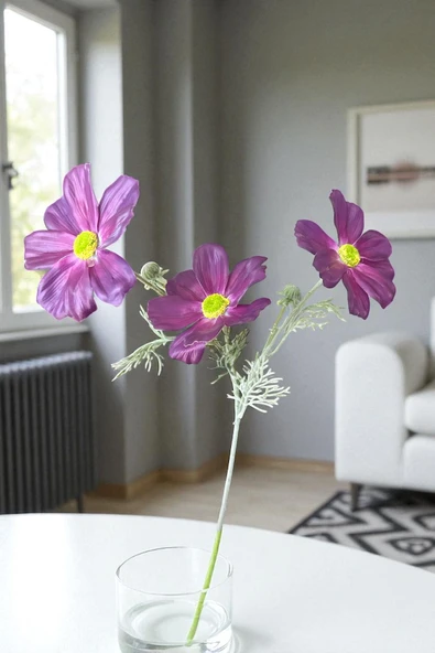 Islak Dokulu 60 cm Yapay Gelincik Çiçeği – Gerçekçi Görünümlü Dekoratif Salon ve Masa Çiçeği - Resim 11